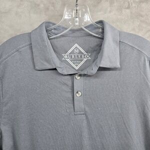 BURLEBO Size Medium Gray Short Sleeve Performance Polo Shirt